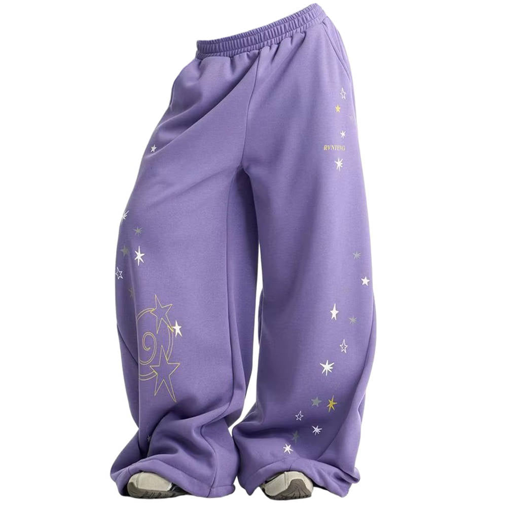 purple star print wide leg pants boogzel clothing