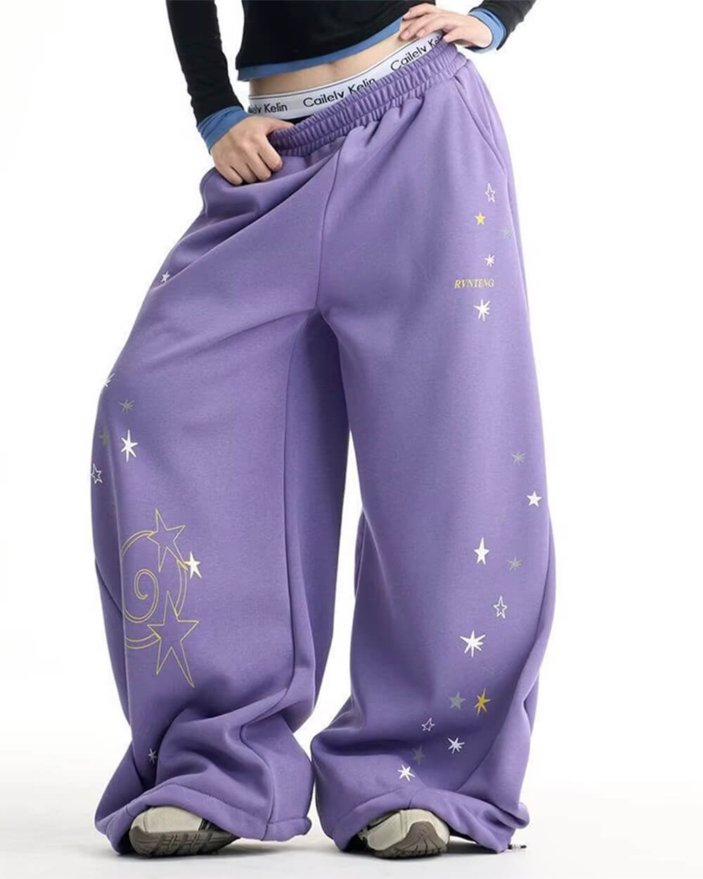 purple star print wide leg pants boogzel clothing