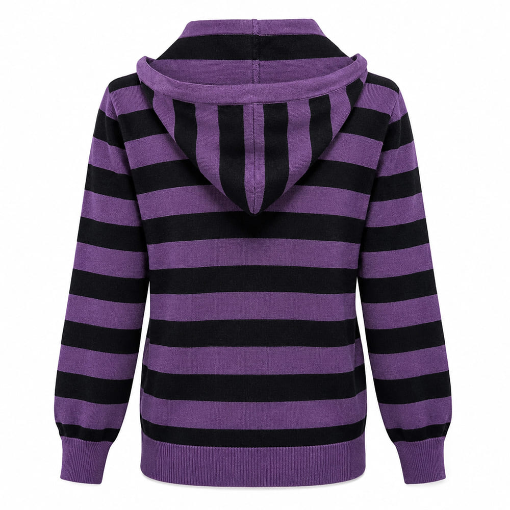 purple and black striped knit hoodie boogzel clothing
