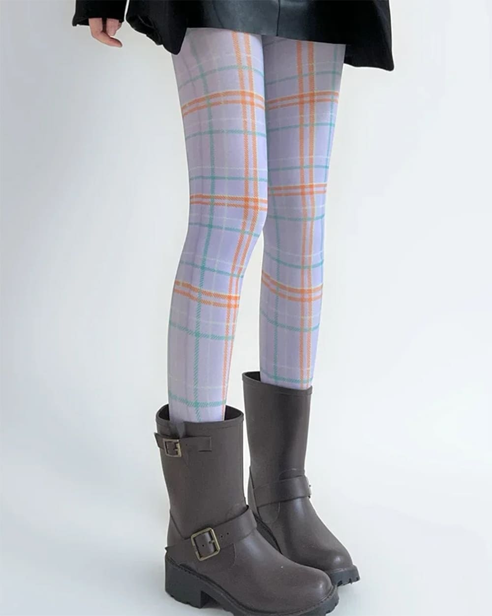 purple check pattern tights boogzel clothing