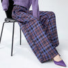 purple plaid wide leg trousers boogzel clothing