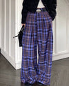purple plaid wide leg trousers boogzel clothing