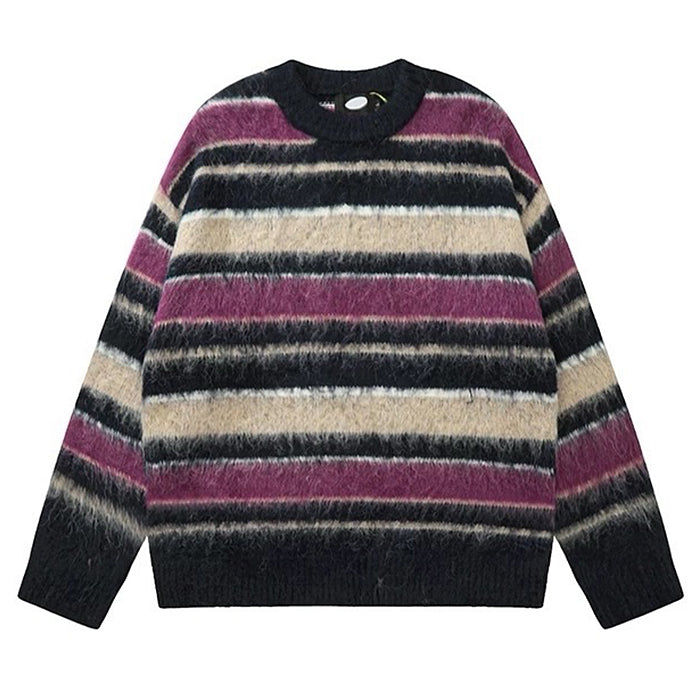 purple white striped sweater boogzel clothing