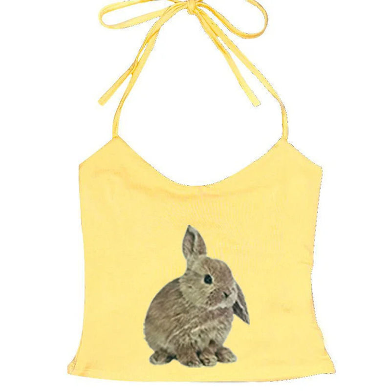 rabbit print y2k halter top boogzel clothing