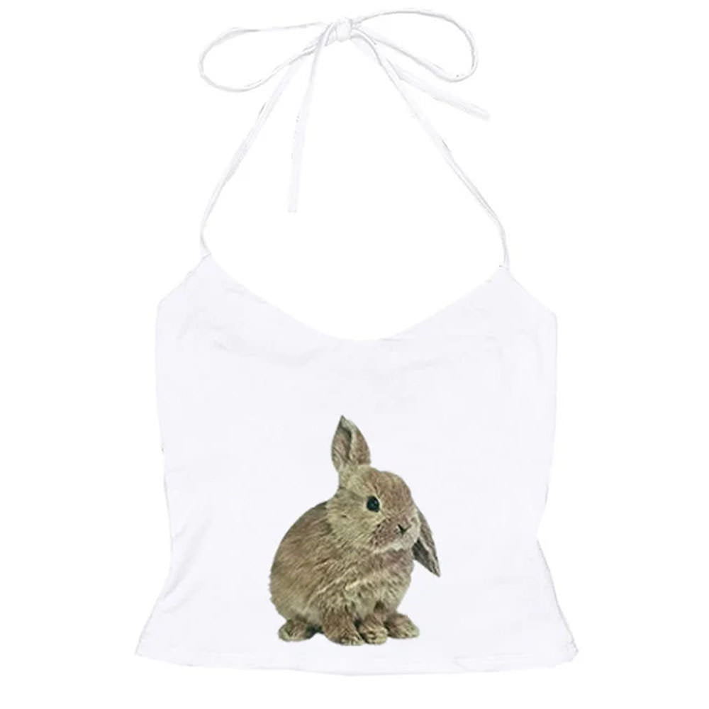 Rabbit Print Y2K Halter Top | Y2K Clothing – Boogzel Clothing