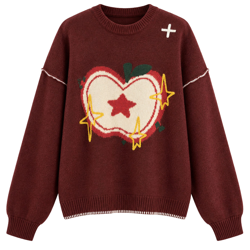 red apple oversized sweater boogzel clothing