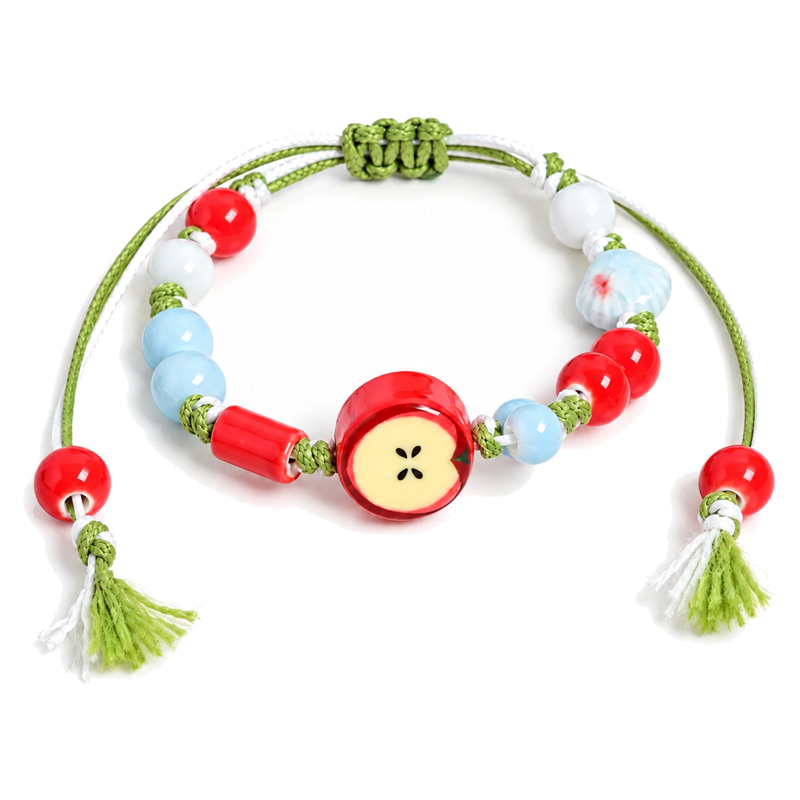 red_apple_charm_bead_bracelet_adjustable_kawaii_fruit_jewelry