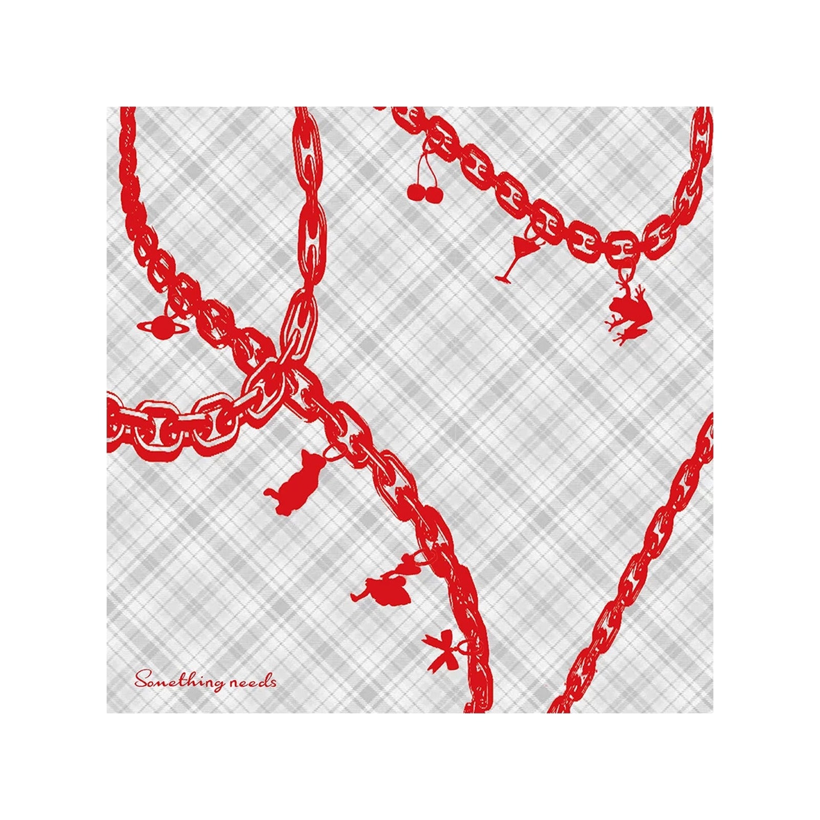 red_chain_plaid_print_bandana_scarf_90cm_grey_red_neck_scarf