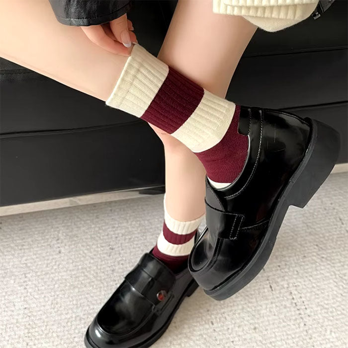 red and beige striped socks boogzel clothing