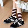 red and beige striped socks boogzel clothing