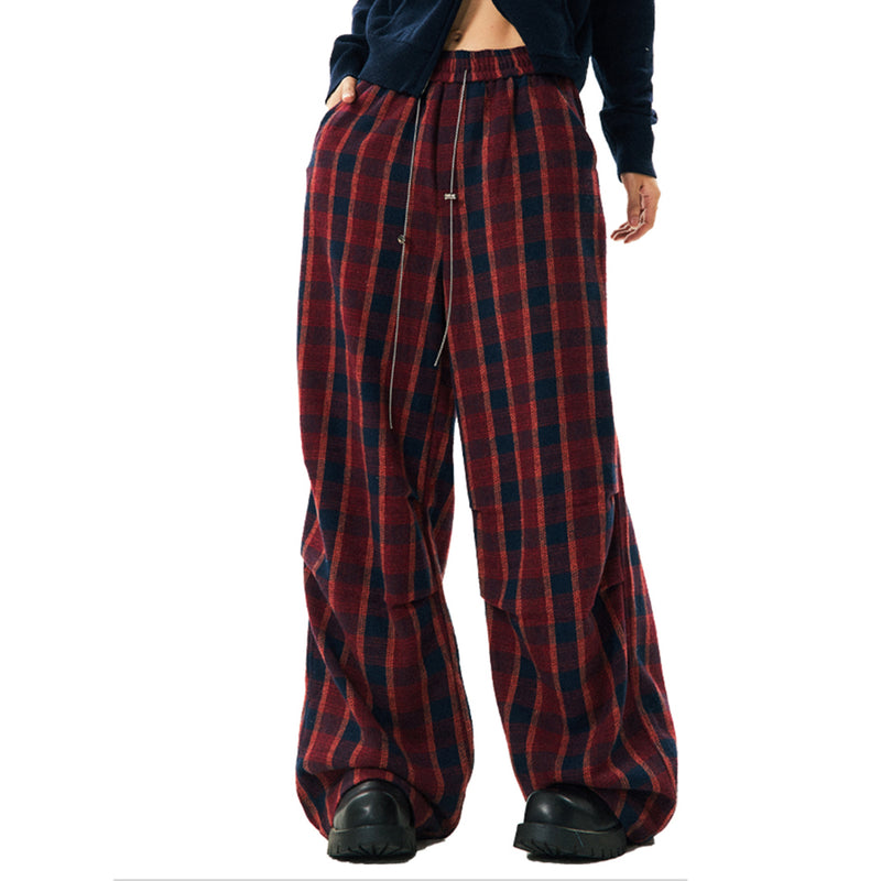 red and blue plaid pattern pants boogzel clothing