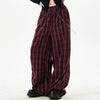 red and blue plaid pattern pants boogzel clothing