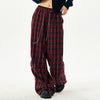 red and blue plaid pattern pants boogzel clothing