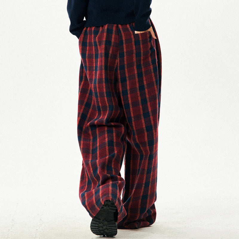 red and blue plaid pattern pants boogzel clothing