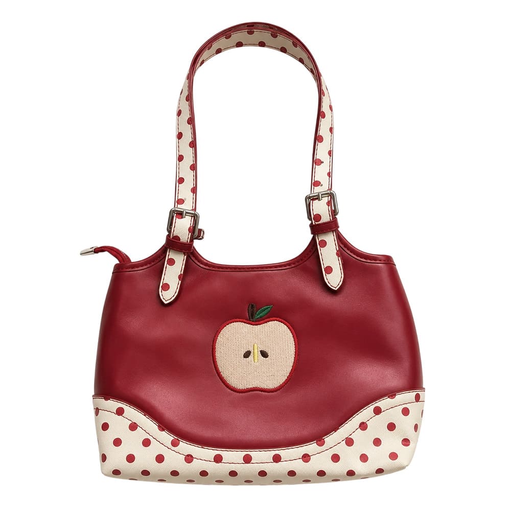red apple polka dot clear pocket handbag boogzel clothing
