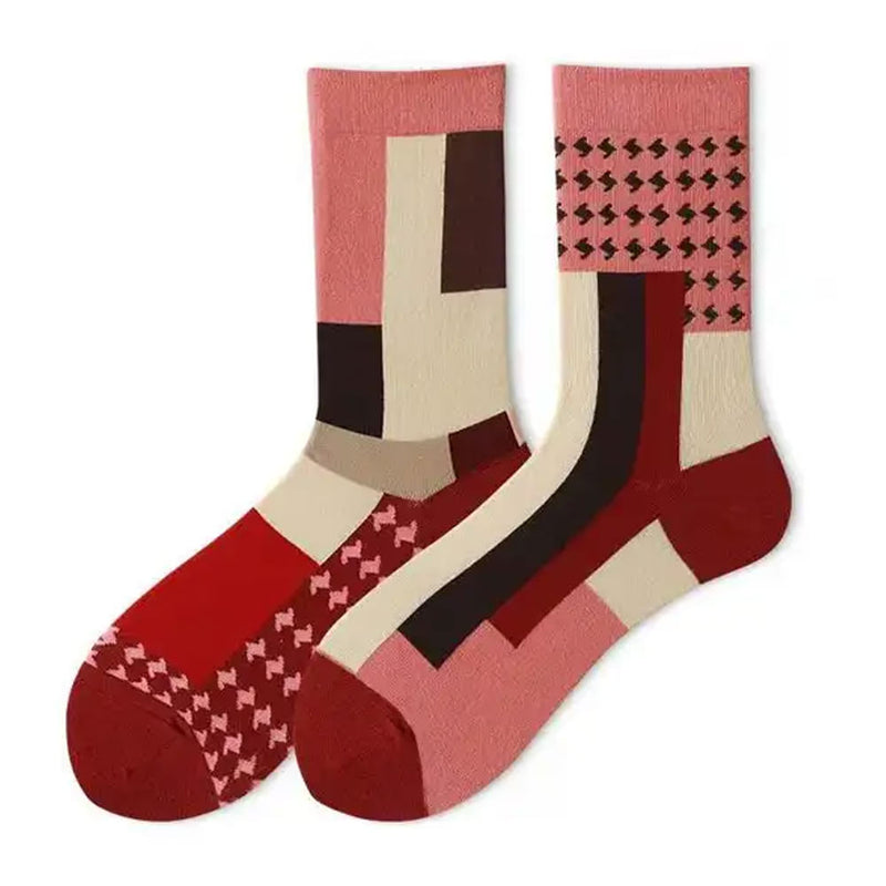 red geometric pattern socks boogzel clothing