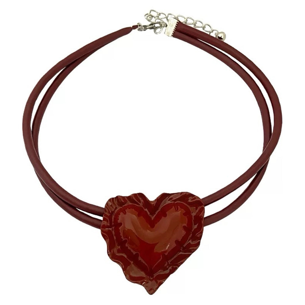 red heart puffer choker necklace boogzel clothing