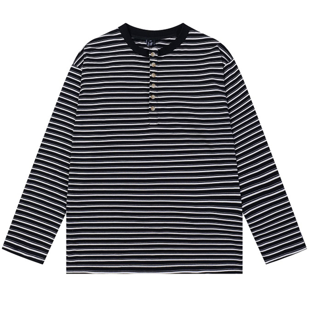 relaxed striped button up long sleeve top boogzel clothing