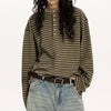 relaxed striped button up long sleeve top boogzel clothing