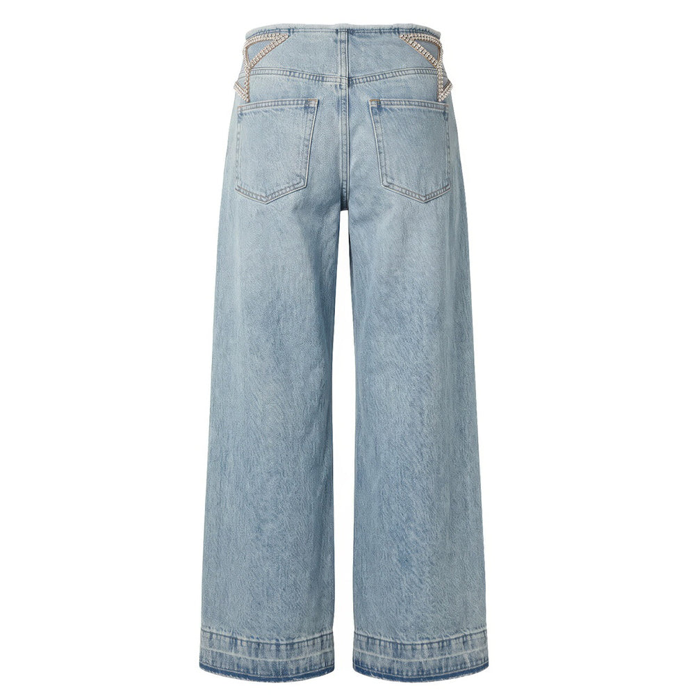 rhinestone star cutout wide leg jeans boogzel clothing