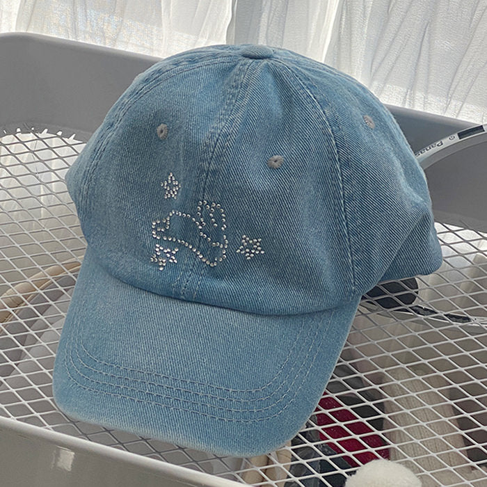 rhinestone bunny y2k denim cap boogzel clothing