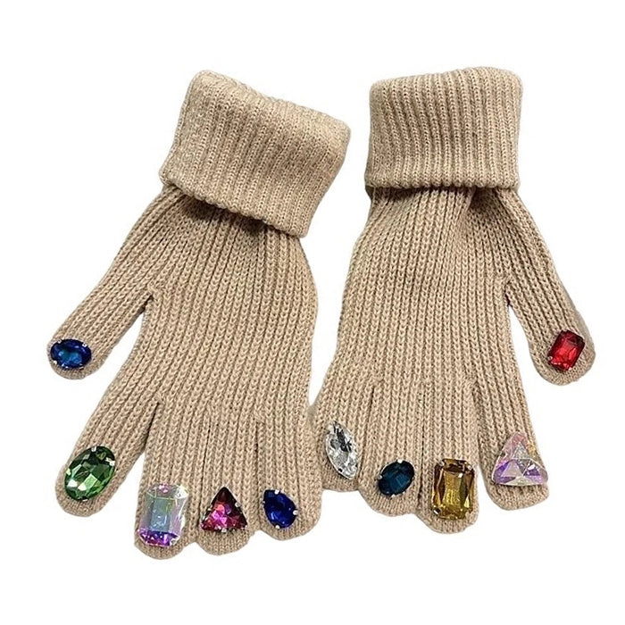 rhinestone knit gloves boogzel clothing