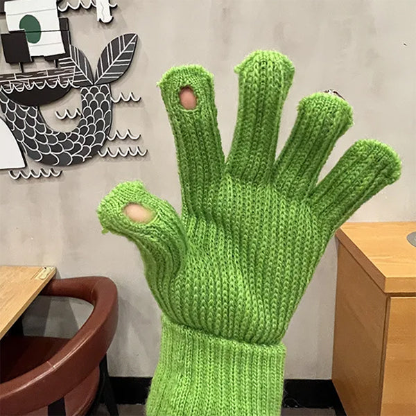Rhinestone Knit Gloves
