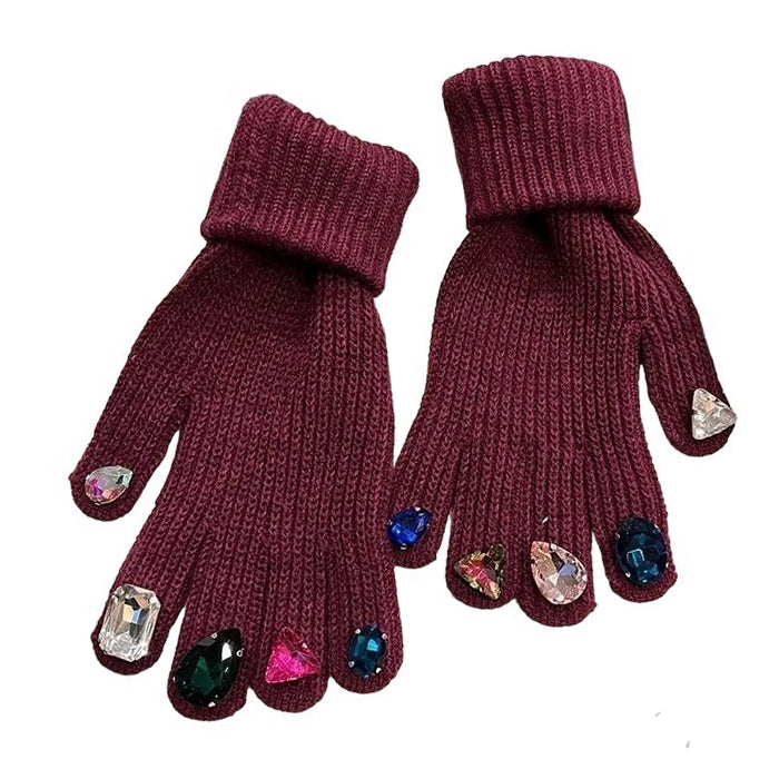 rhinestone knit gloves boogzel clothing