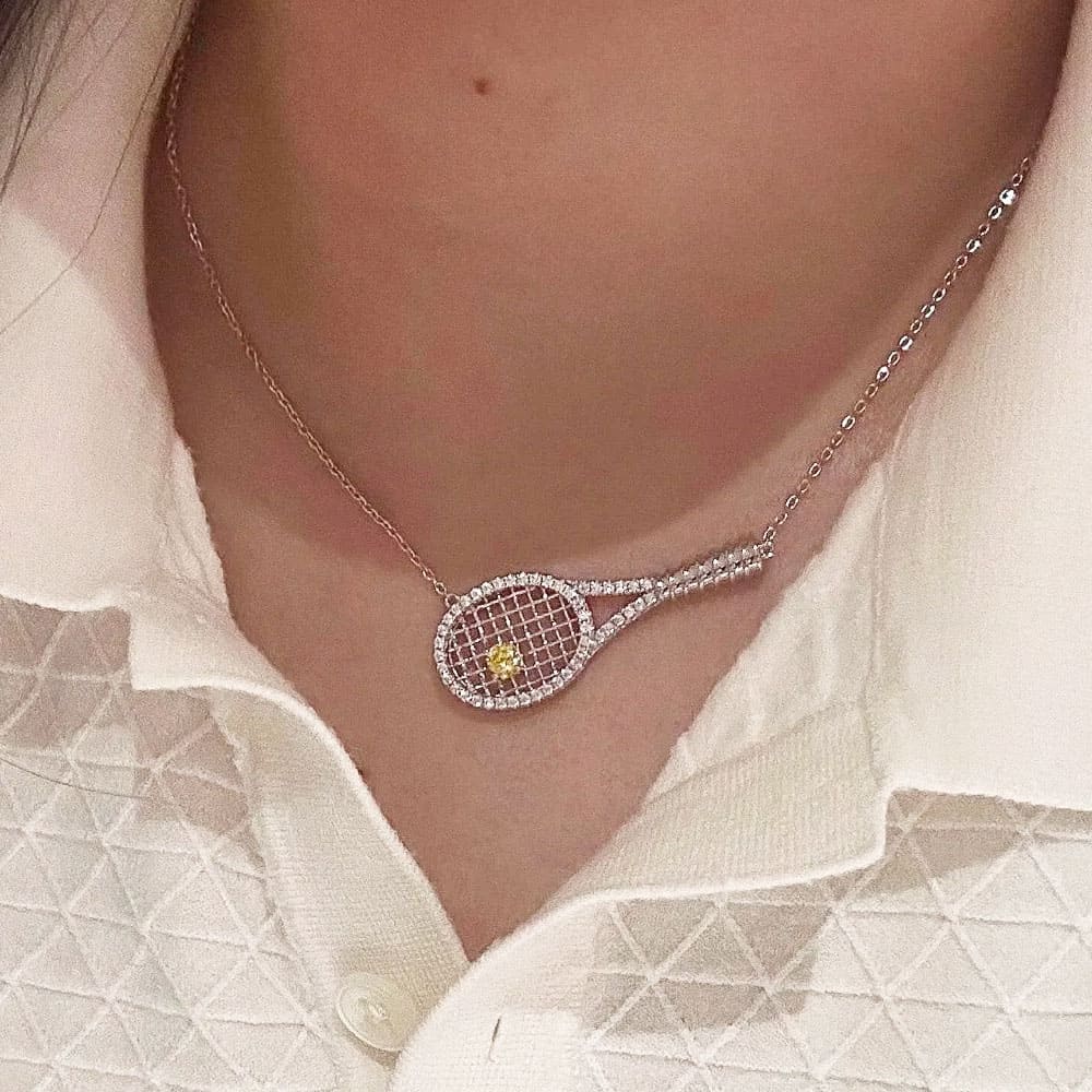 rhinestone tennis racket necklace boogzel clothing