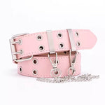 pink rivet chained belt boogzel clothing
