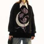 rose and moon print sweater boogzel clothing