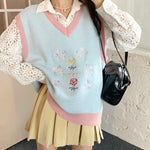 flower embroidery knit vest boogzel clothing