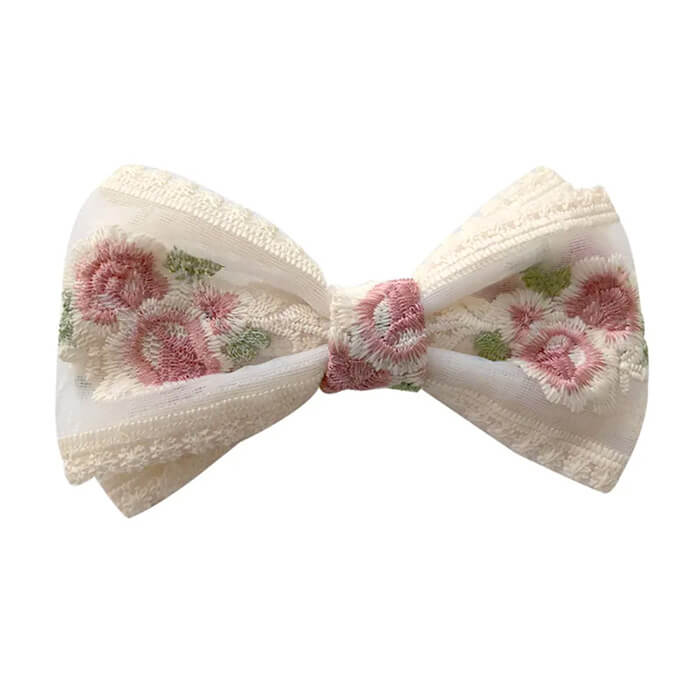 rose embroidery lace hair bow boogzel clothing