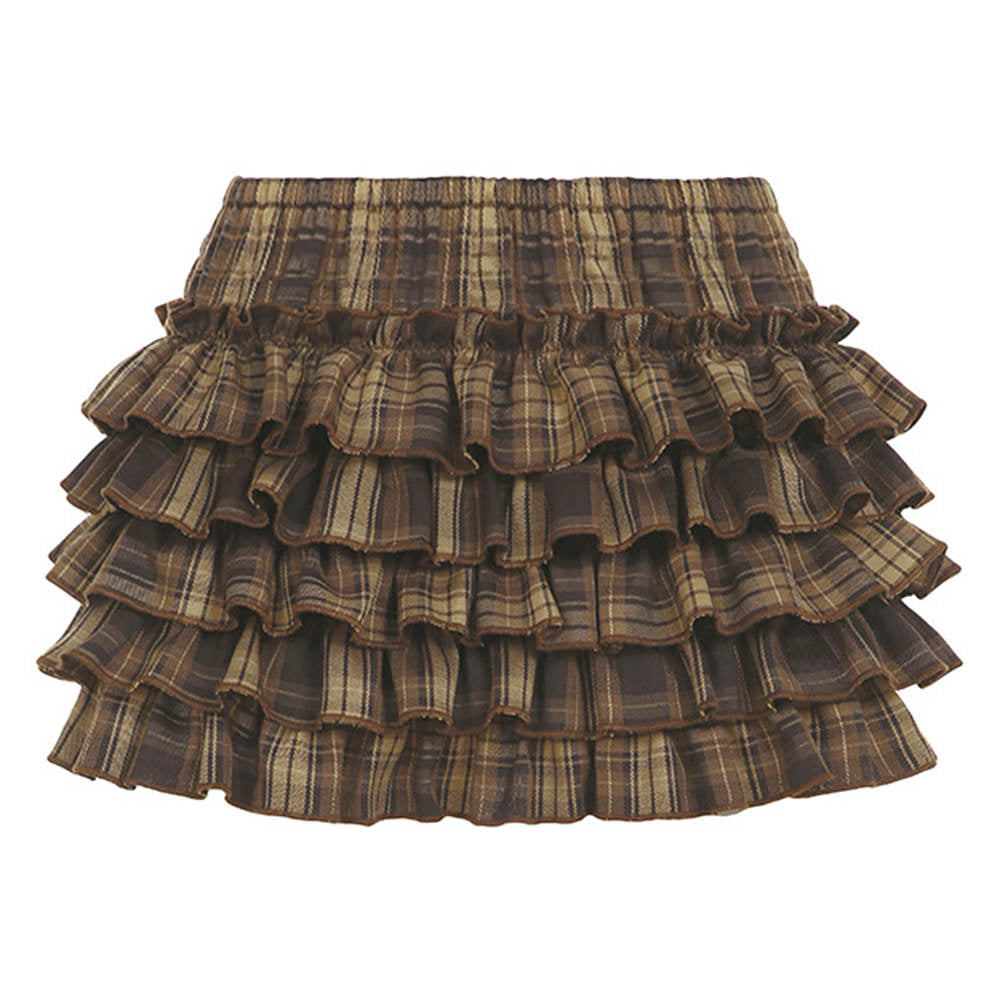 ruffle tiered plaid mini skirt boogzel clothing