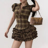 ruffle tiered plaid mini skirt boogzel clothing