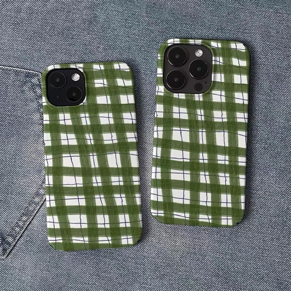 sage green plaid iphone case boogzel clothing