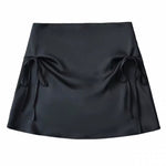 satin mini skirt with bows boogzel clothing
