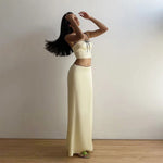 satin crop top and maxi skirt set boogzel clothing