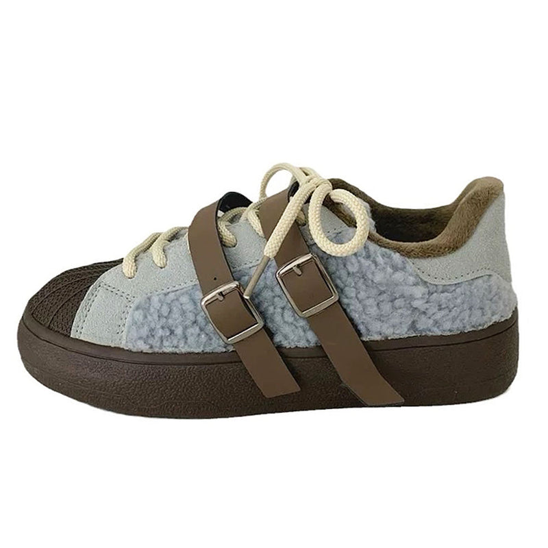 sherpa buckle straps sneakers boogzel clothing