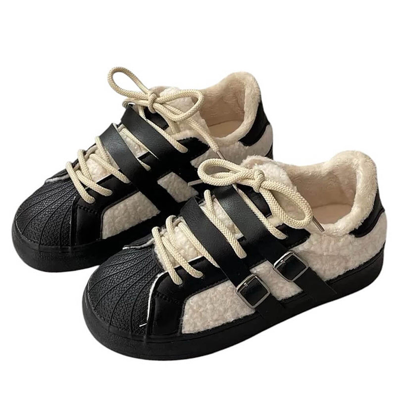 sherpa buckle straps sneakers boogzel clothing