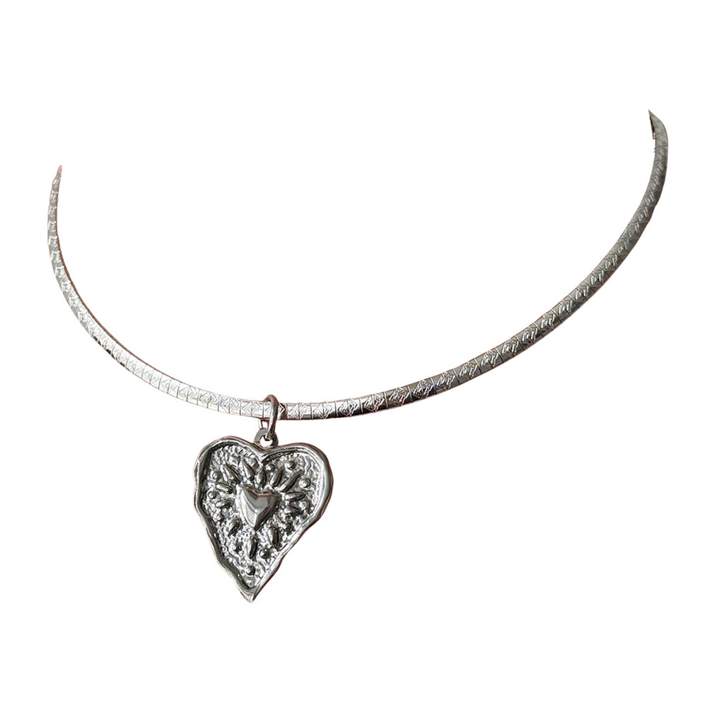 silver heart coin necklace boogzel clothing