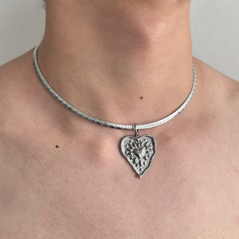 silver heart coin necklace boogzel clothing