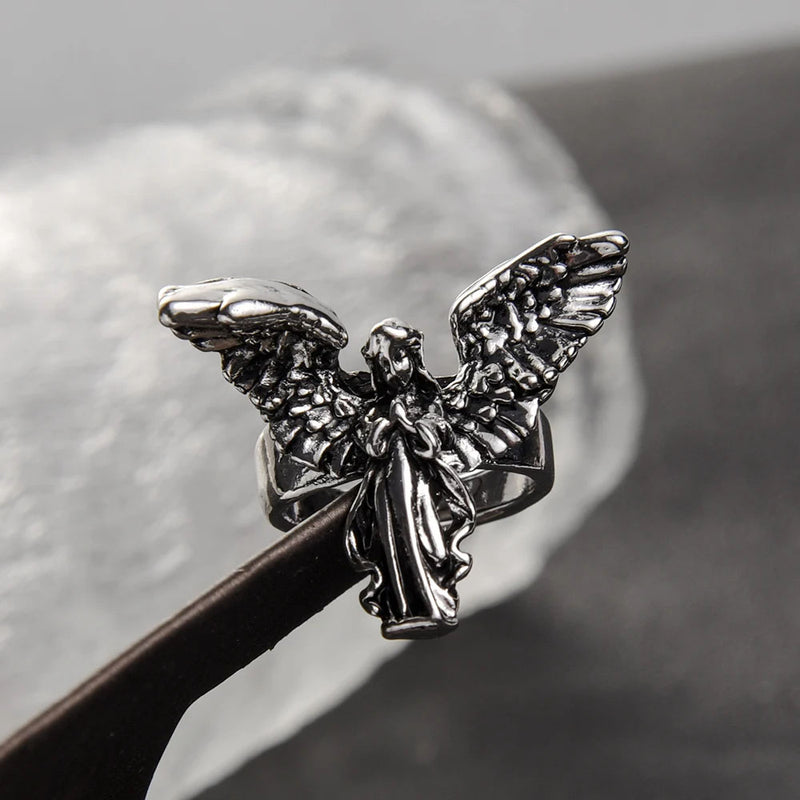 silver angel ring boogzel clothing