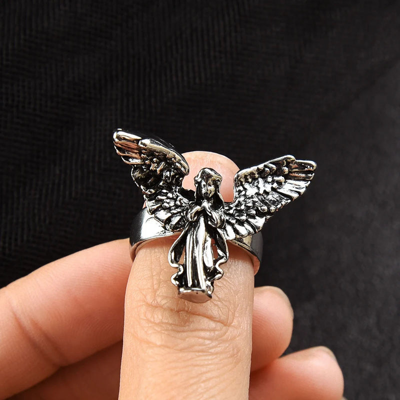 silver angel ring boogzel clothing