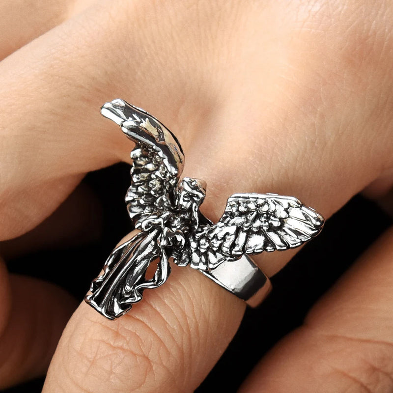 silver angel ring boogzel clothing