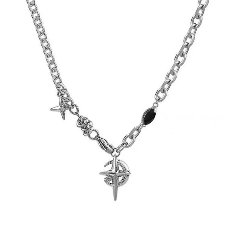 silver star chain necklace boogzel clothing