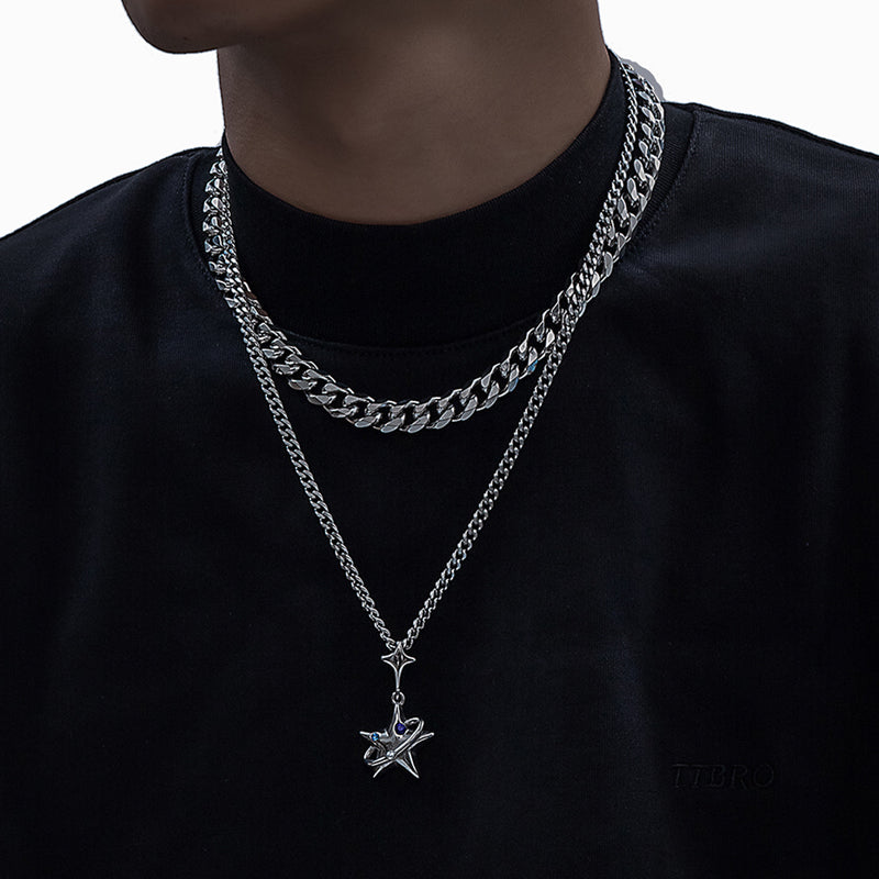 silver star pendant necklace boogzel clothing