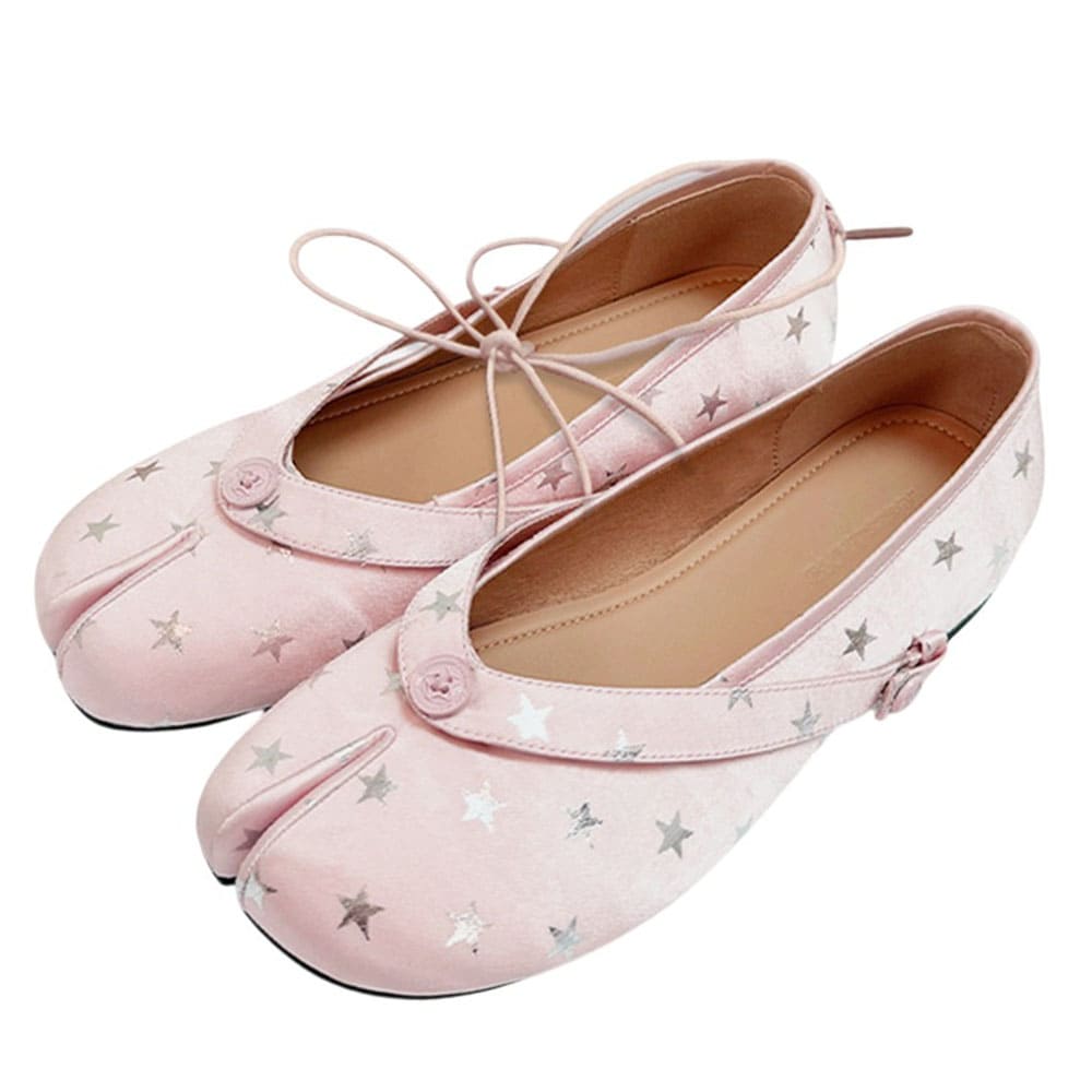 silver star pink tabi ballet flats boogzel clothing