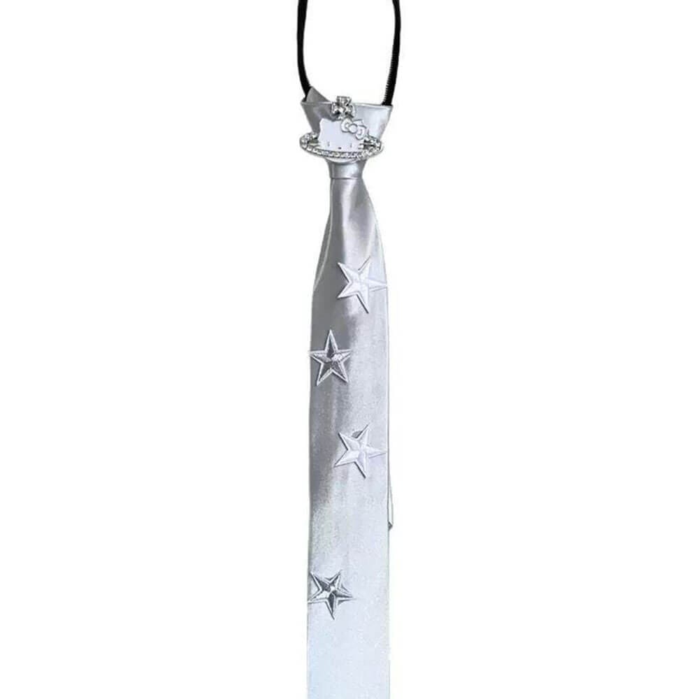 silver star satin tie boogzel clothing