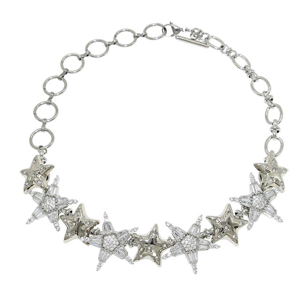silver star y2k choker necklace boogzel clothing